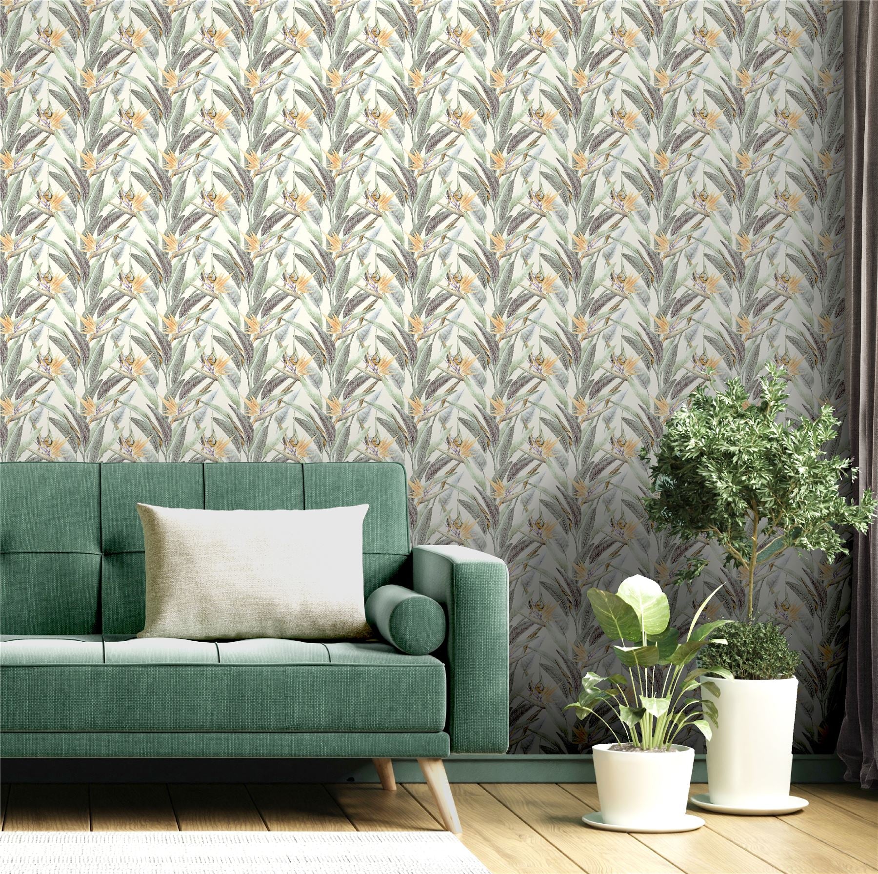 Soft Jungle Vines Soft Green Wallpaper