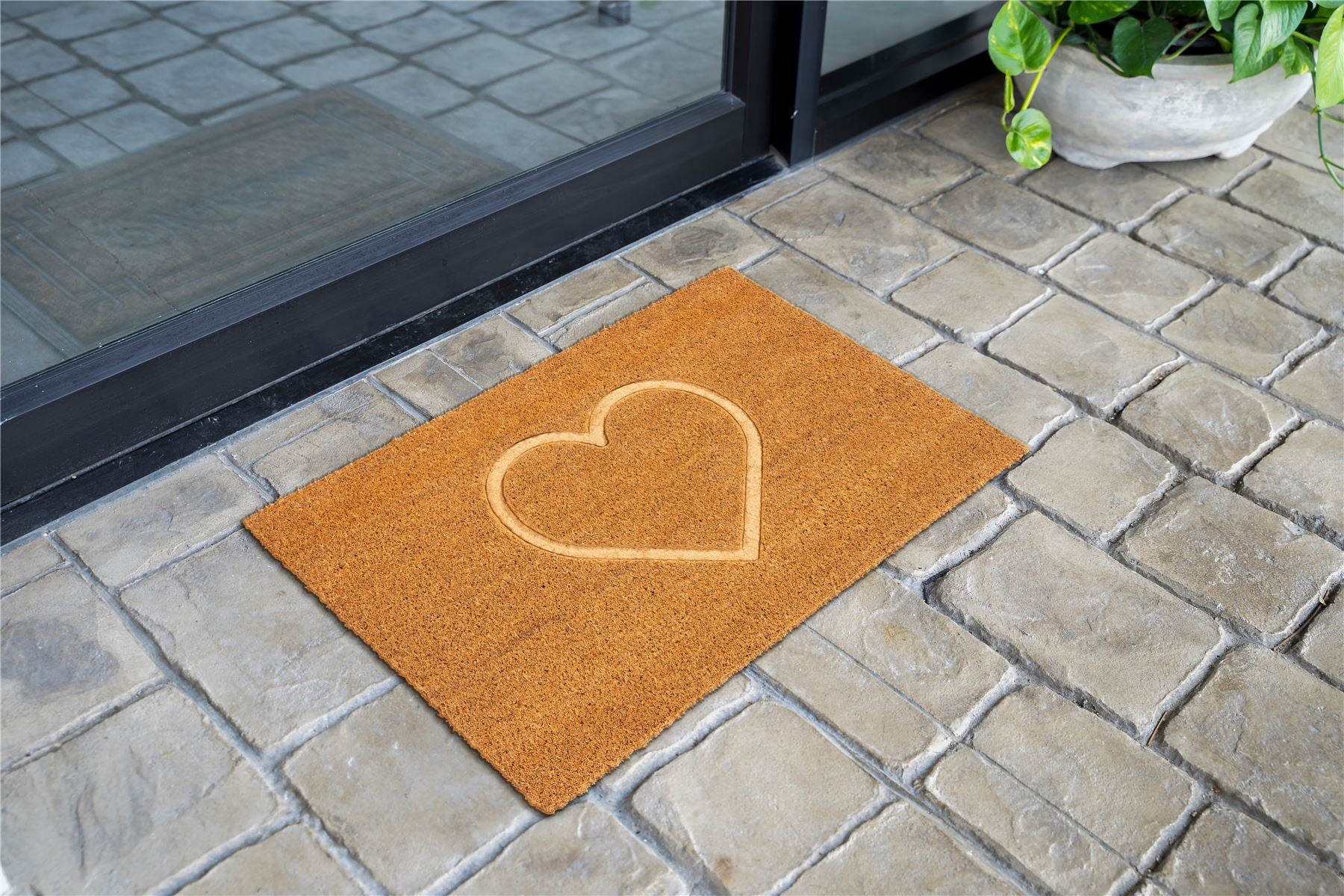 Astley Pressed Heart Embossed Natural Doormat 40x60cm