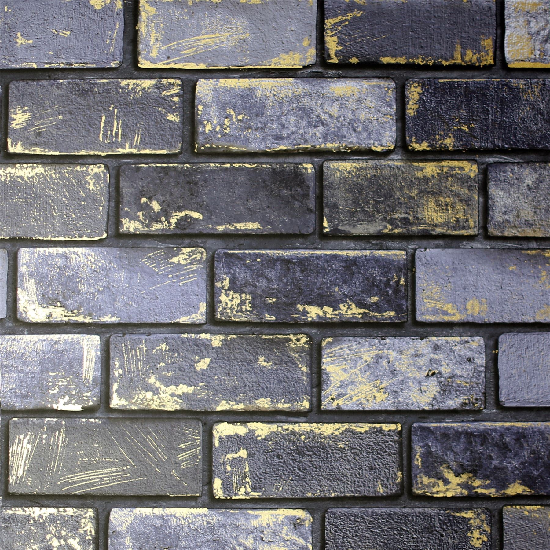 Metallic Brick Navy/Gold Wallpaper