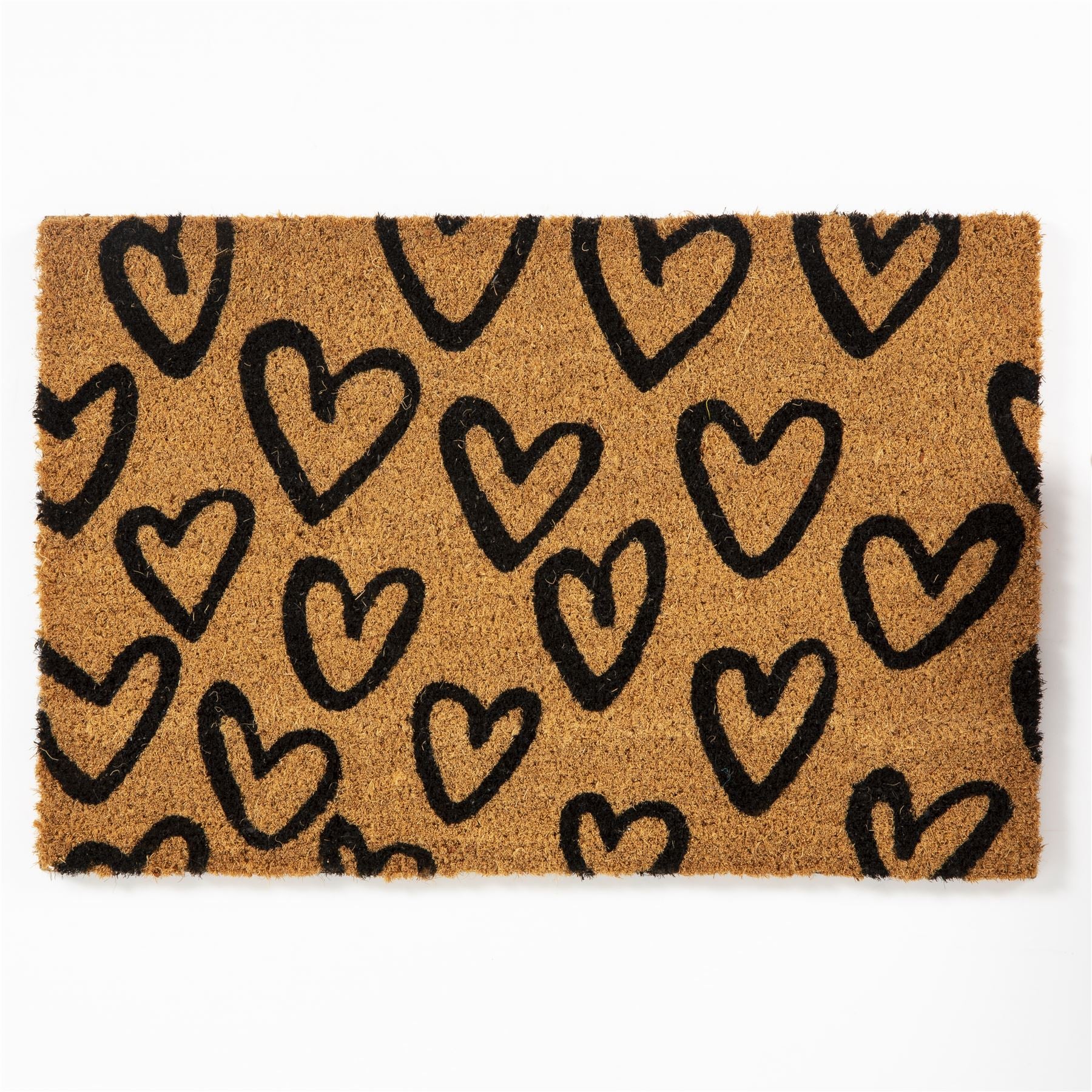 Astley Printed Hand Drawn Hearts Natural Doormat