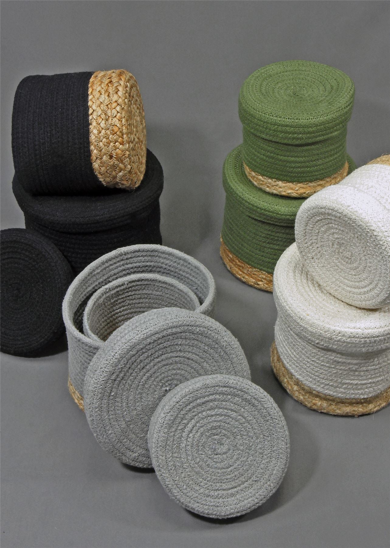 Balham Lidded Nested 18x18x17cm Olive Set of 2 Baskets