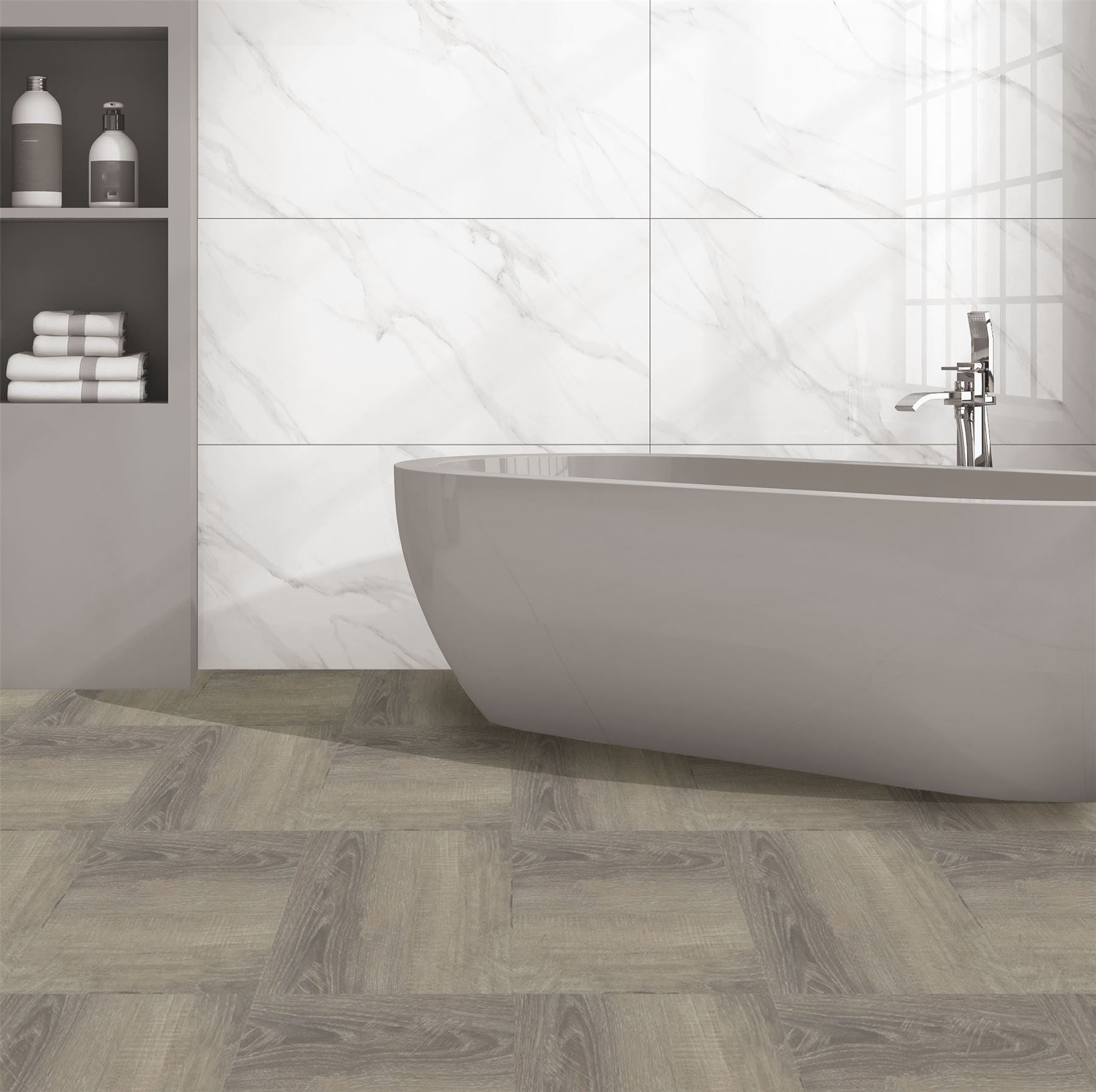 Floor Tile Wood 30.5x30.5cm Taupe (10 Tiles Per Pack) - sw6