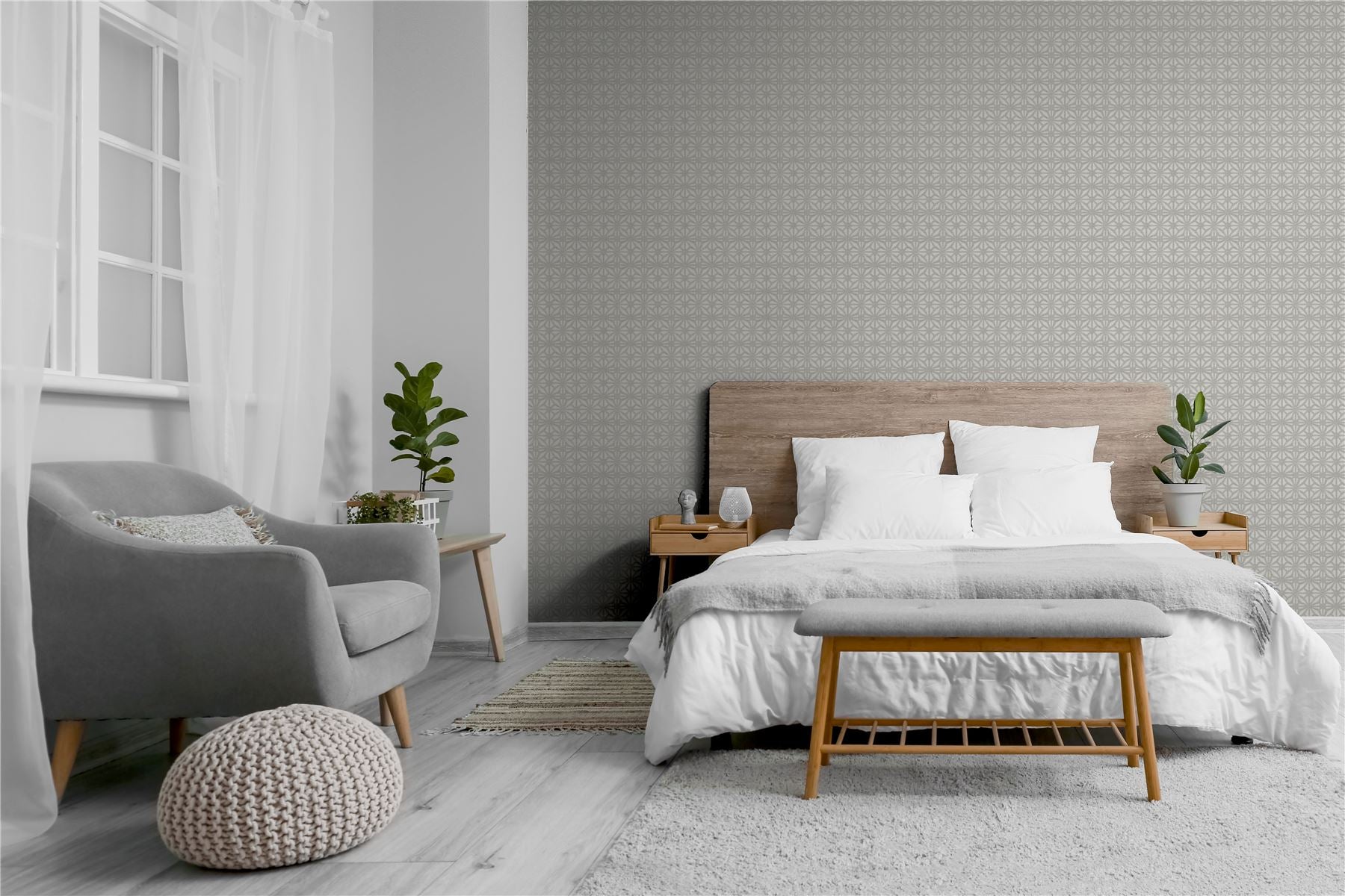 Moorish Mosaic Warm Grey/Silver Wallpaper