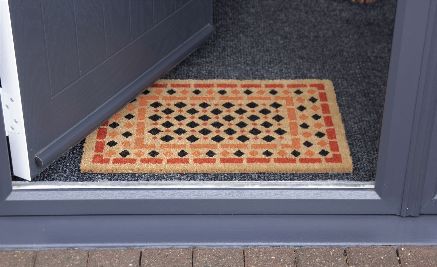 Astley Mosaic Printed Orange Doormat 40x60cm