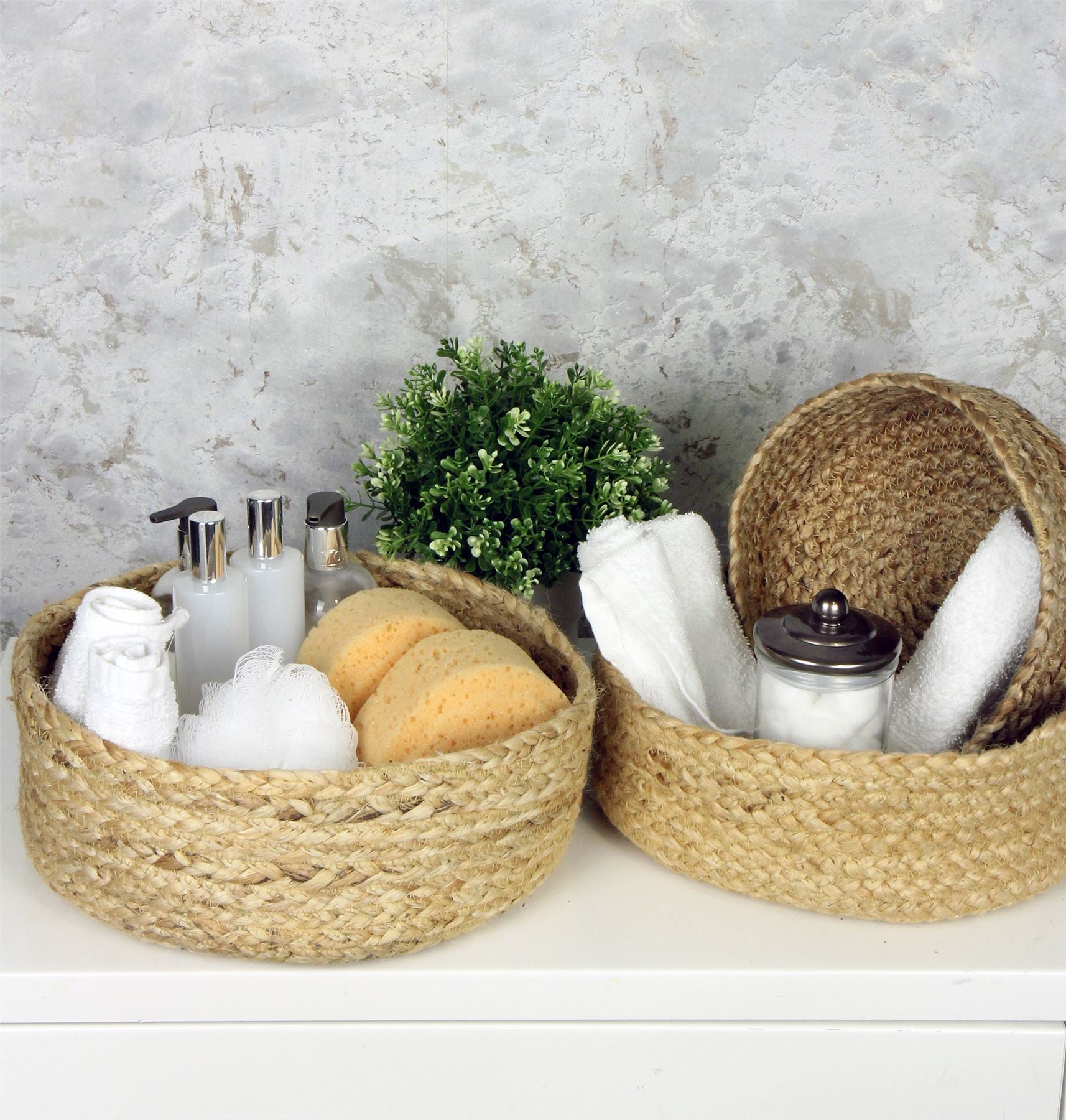 Bankside 100% Jute Flat Round Natural Set of 3 Baskets