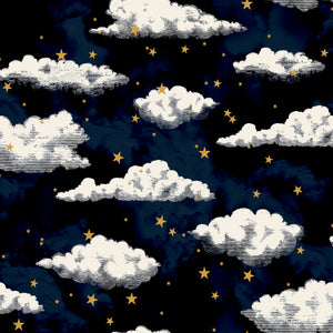 Stars And Clouds Navy Wallpaper