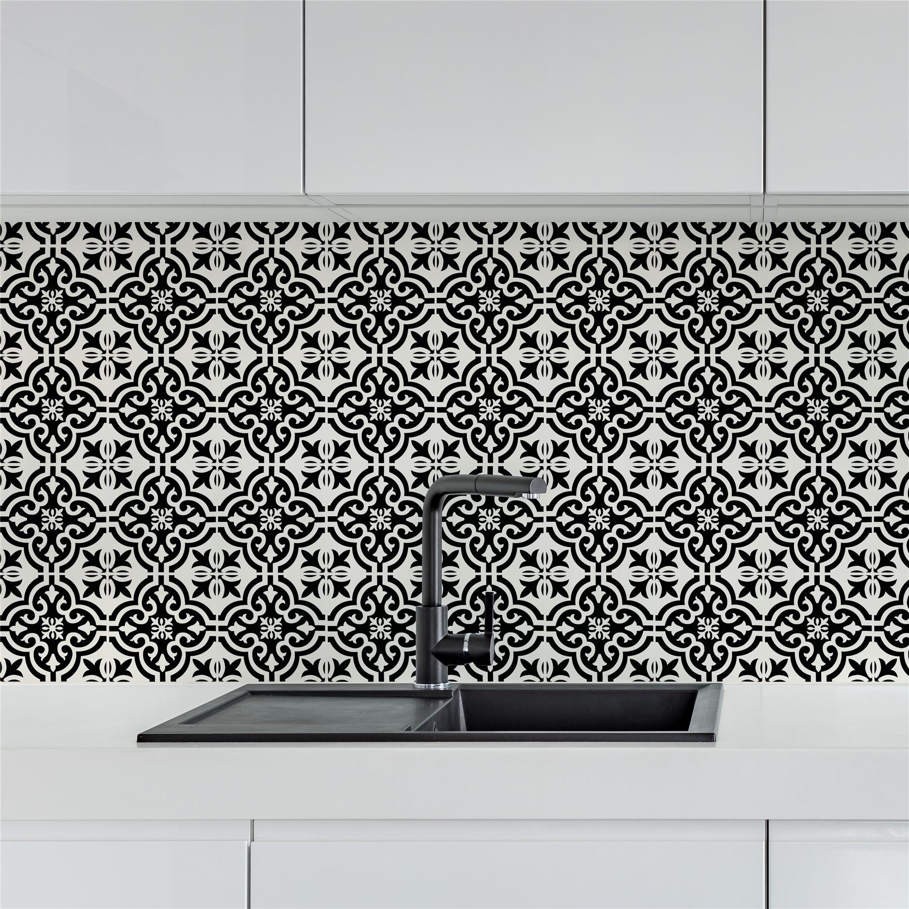 Wall Tile Motif 30.5x30.5cm Black (5 Tiles Per Pack)