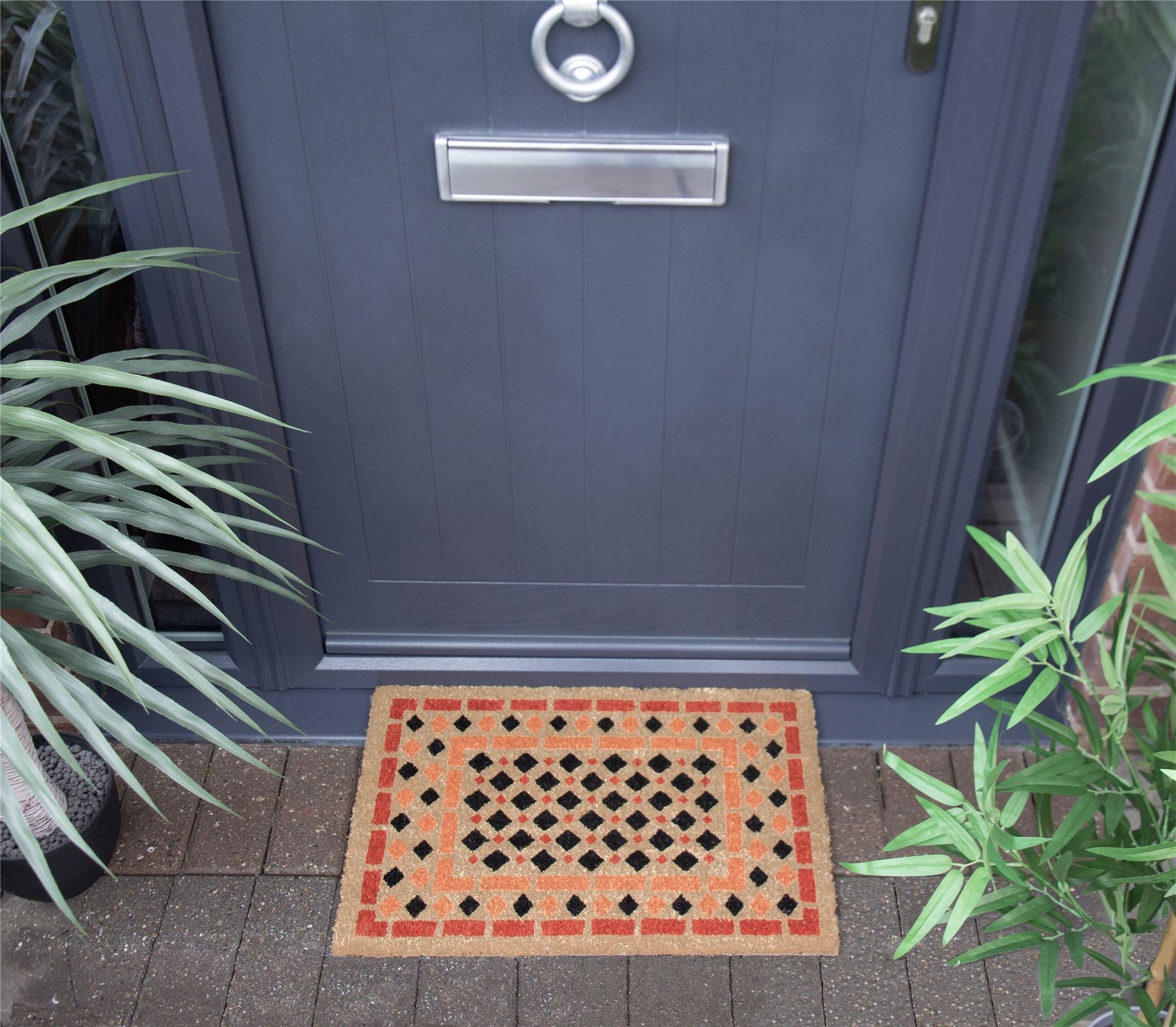Astley Mosaic Printed Orange Doormat 40x60cm