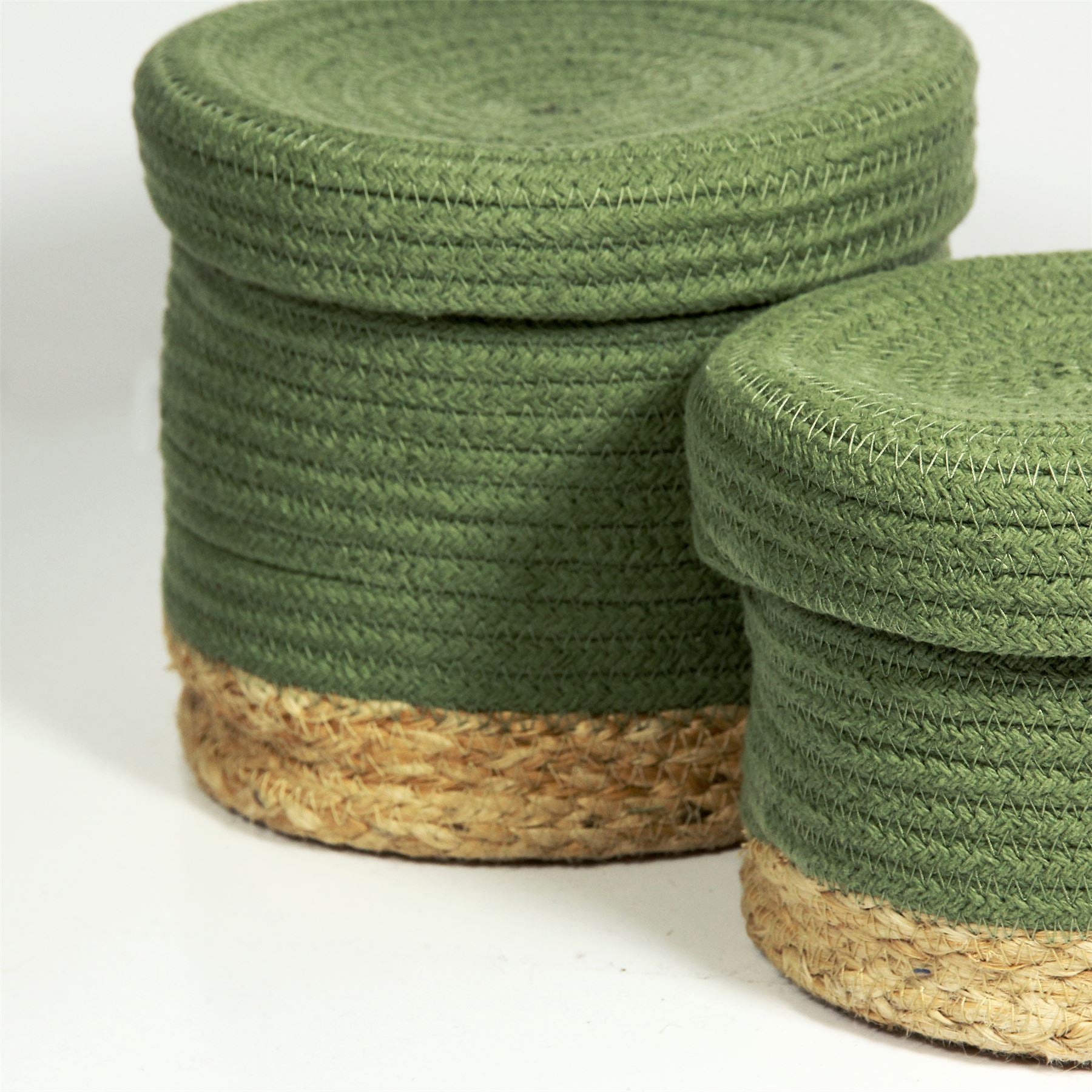 Balham Lidded Nested 18x18x17cm Olive Set of 2 Baskets