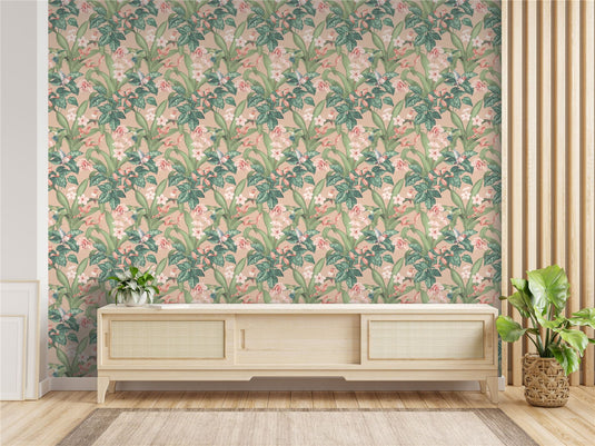 Pretty Botanical Soft Pink Wallpaper