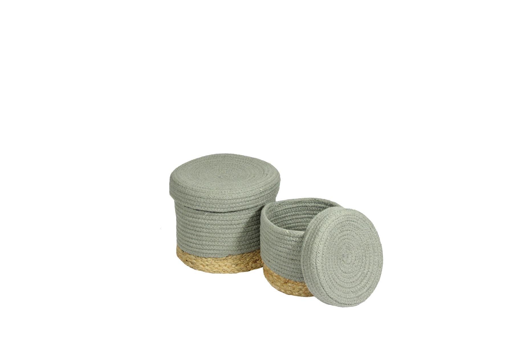 Balham Lidded Nested 18x18x17cm Grey Set of 2 Baskets