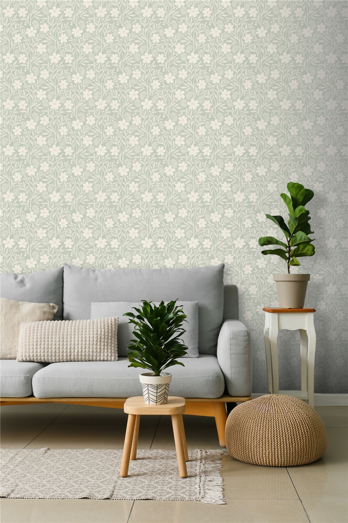 Berry Floral Sage Wallpaper
