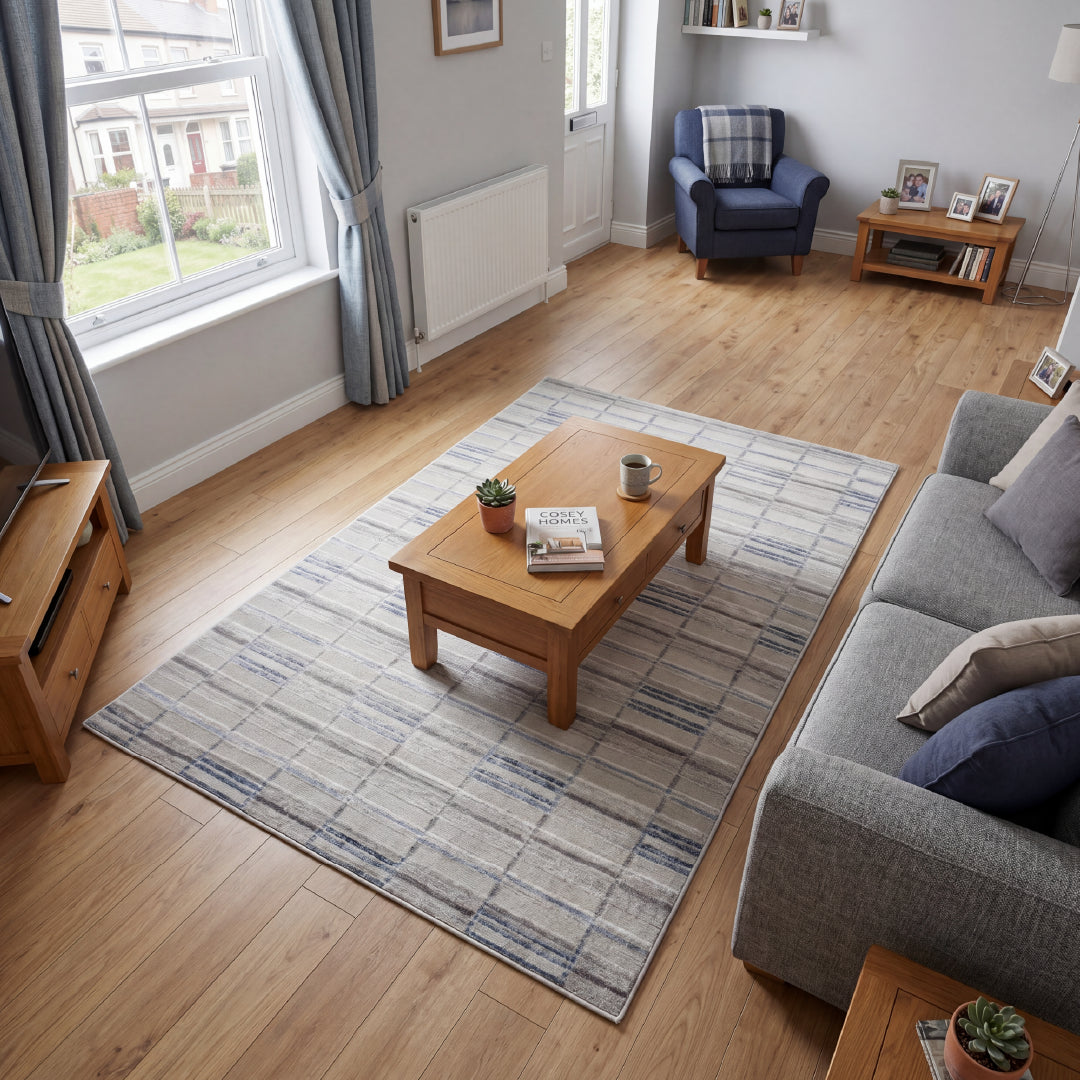 Muse Check Lines Navy Rug