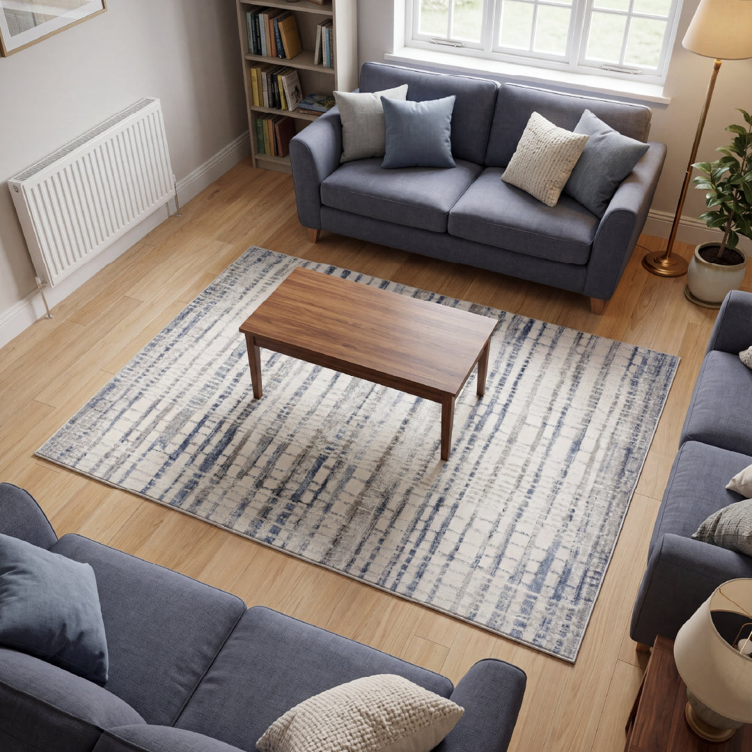 Muse Abstract Blocks Navy Rug
