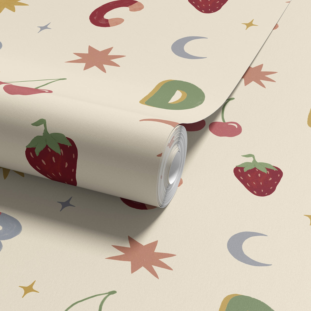 Alphafruit Blush Pink & Sage Wallpaper
