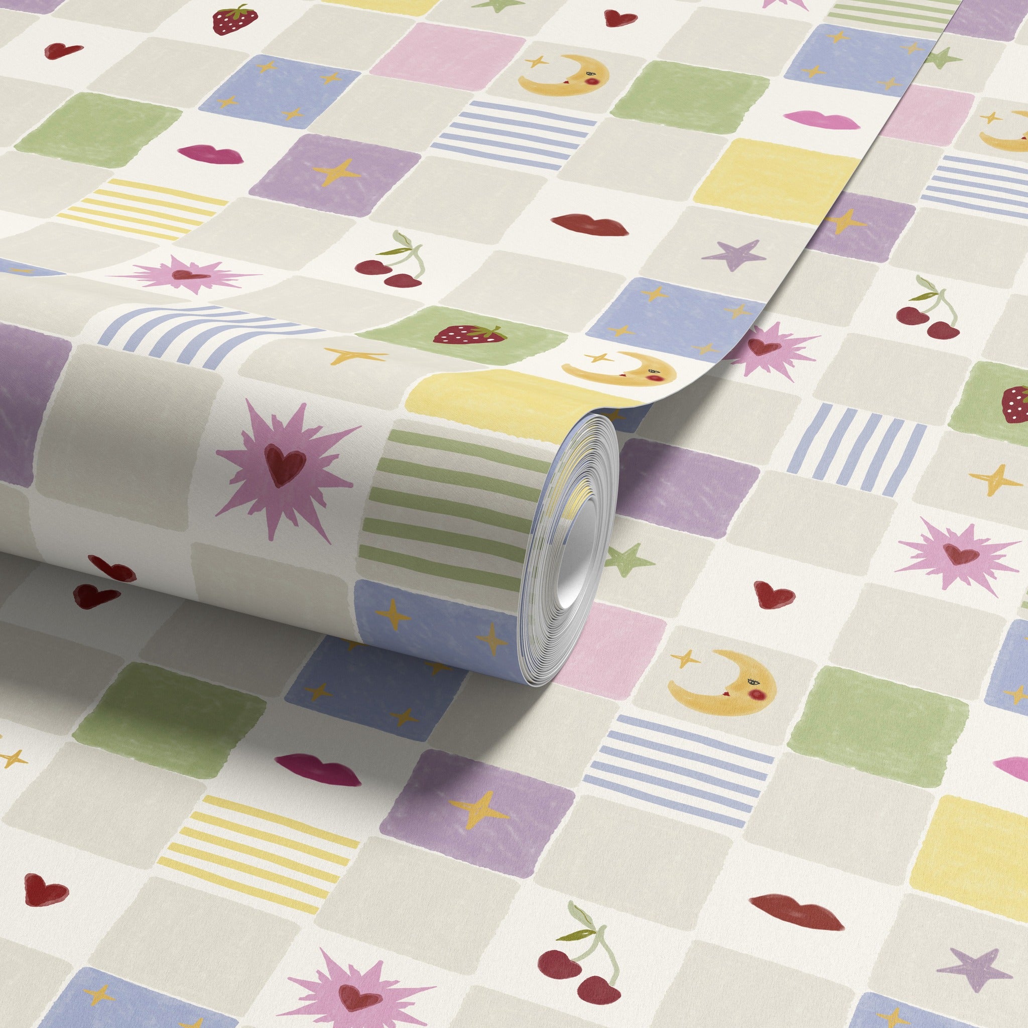 Cherry Chequer Multi Wallpaper