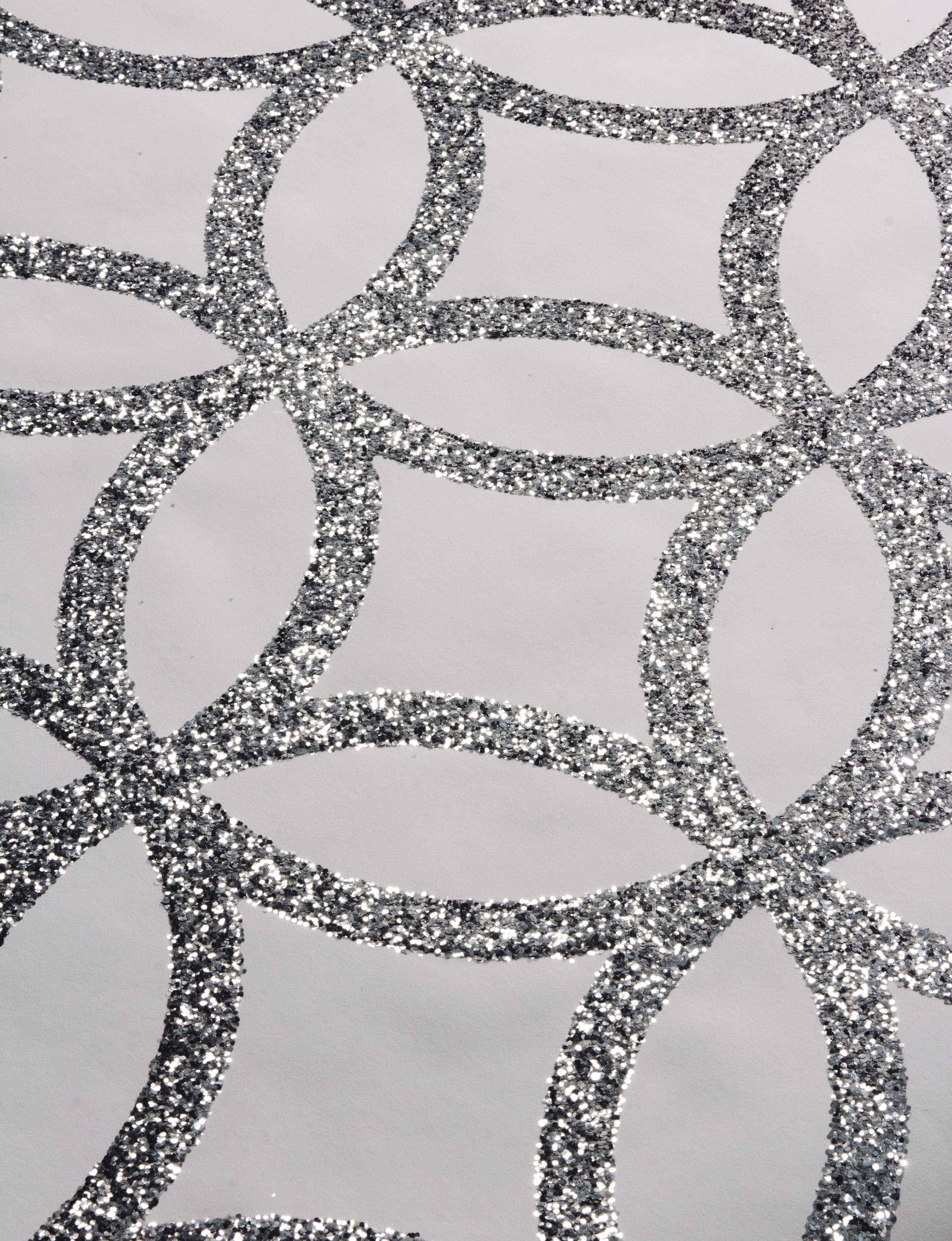 Sequin Geo White/Silver Wallpaper