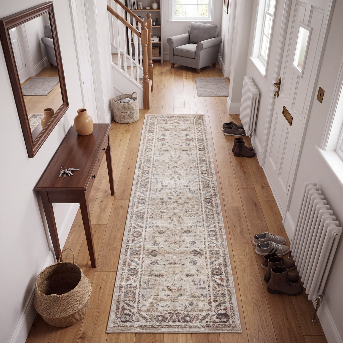 Muse Traditional Floral Natural 60 x 230cm Runner