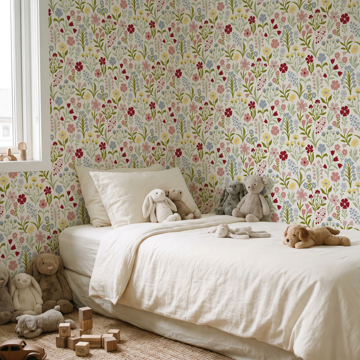 Pretty Meadow Natural & Mulitcolour Wallpaper