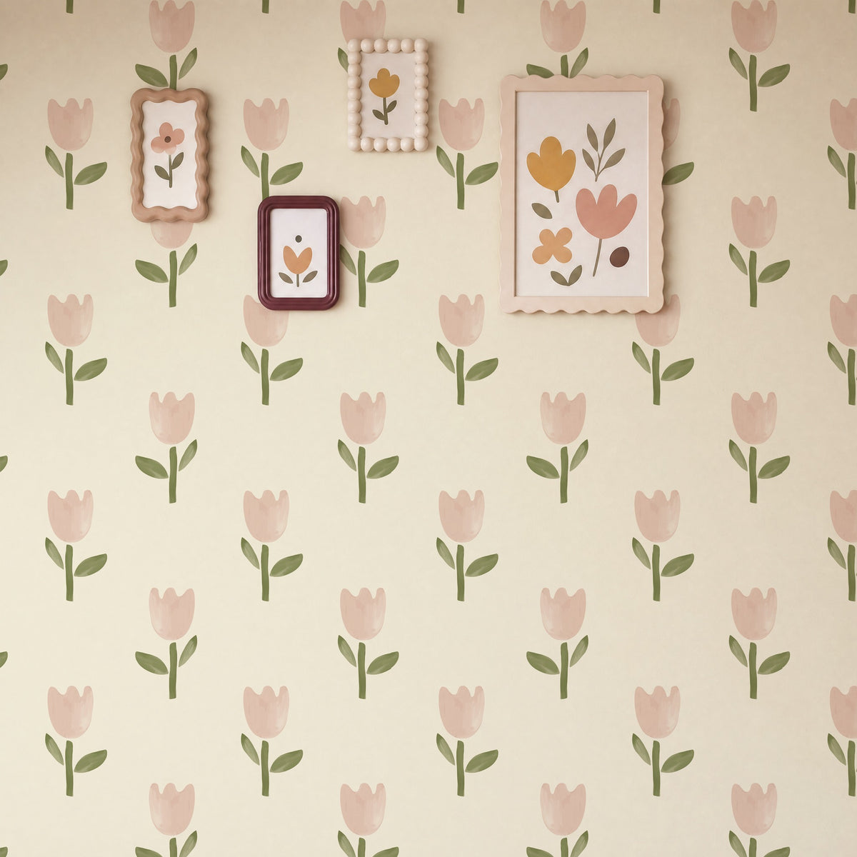 Tulipa Cream & Blush Pink Wallpaper