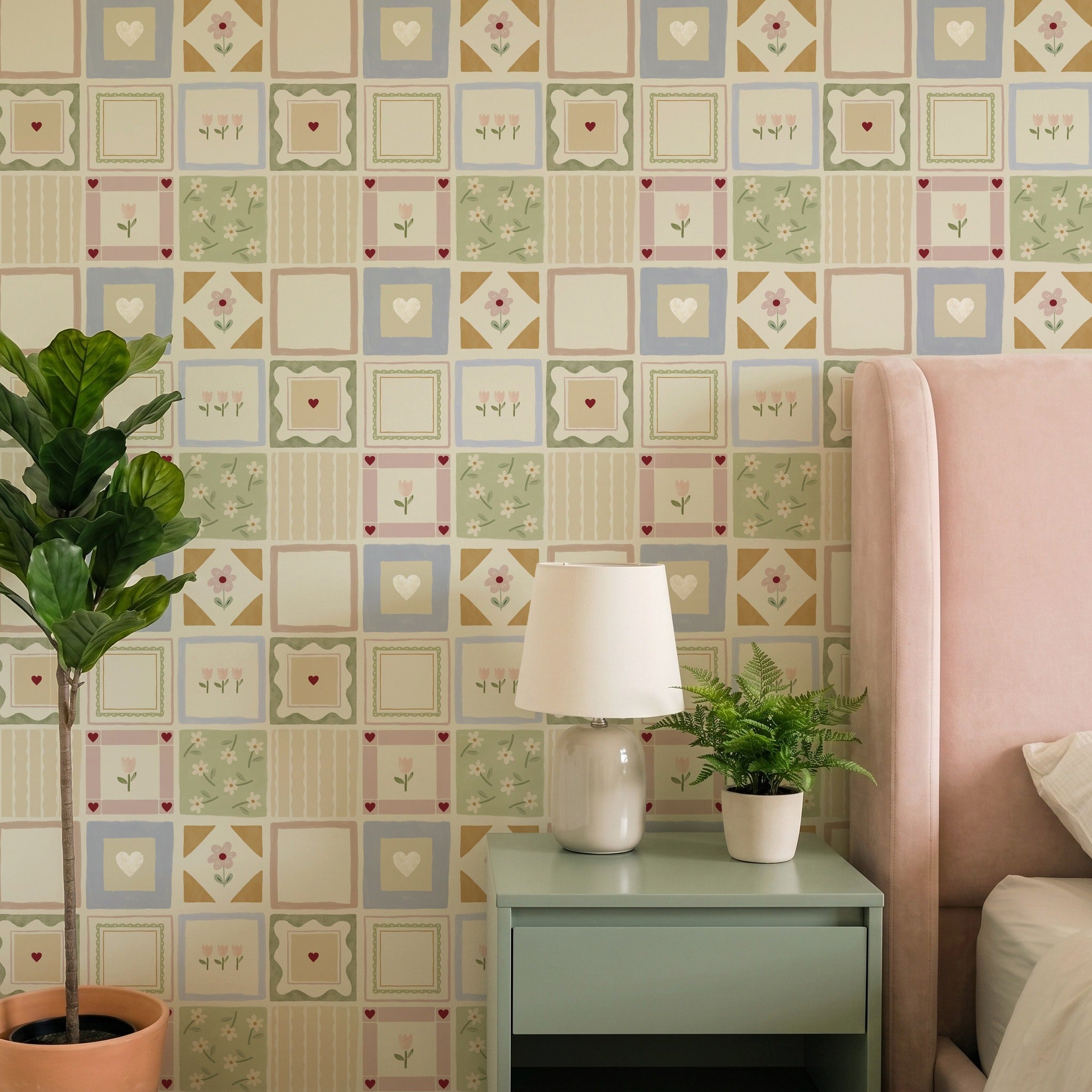 Patchwork Flowers Multi Wallpaper