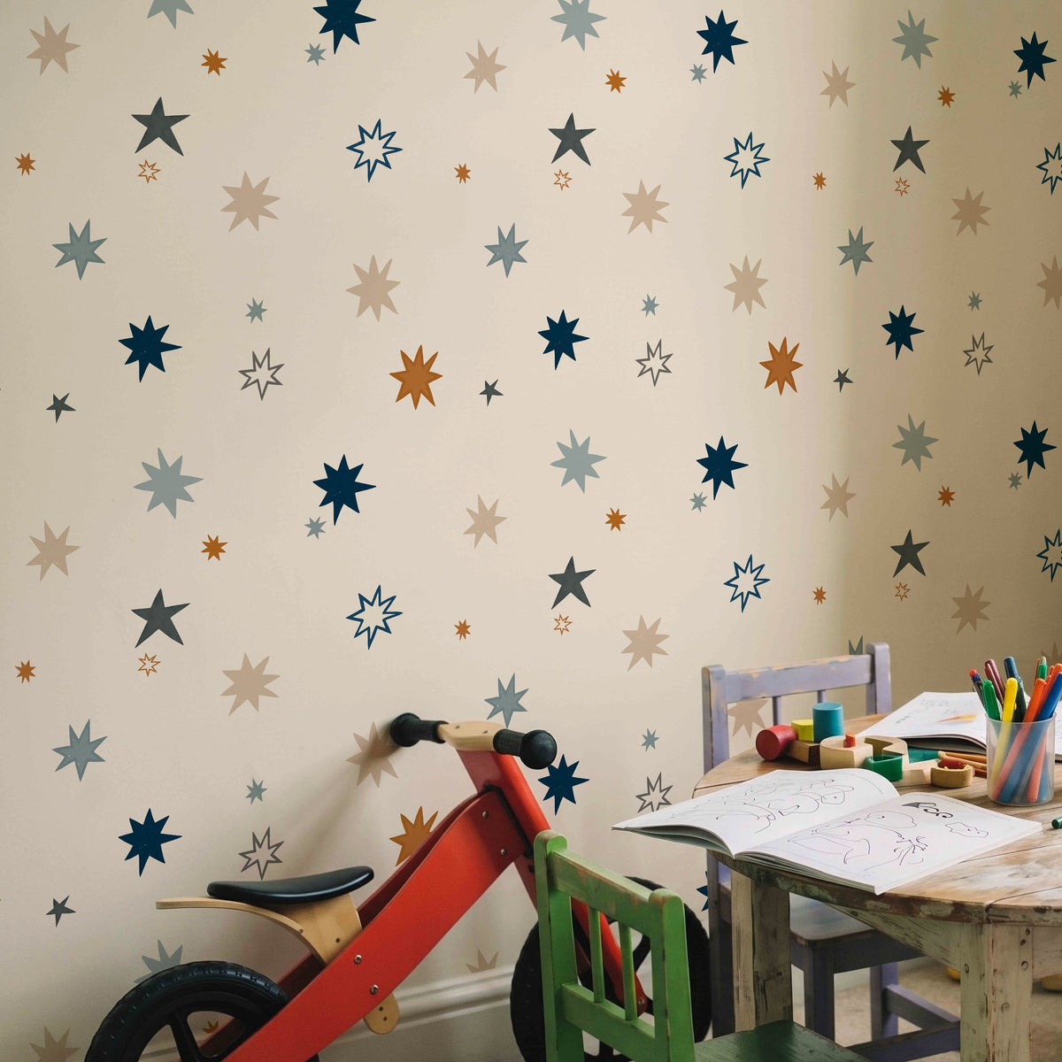 Supernova Blue & Blush Pink Wallpaper