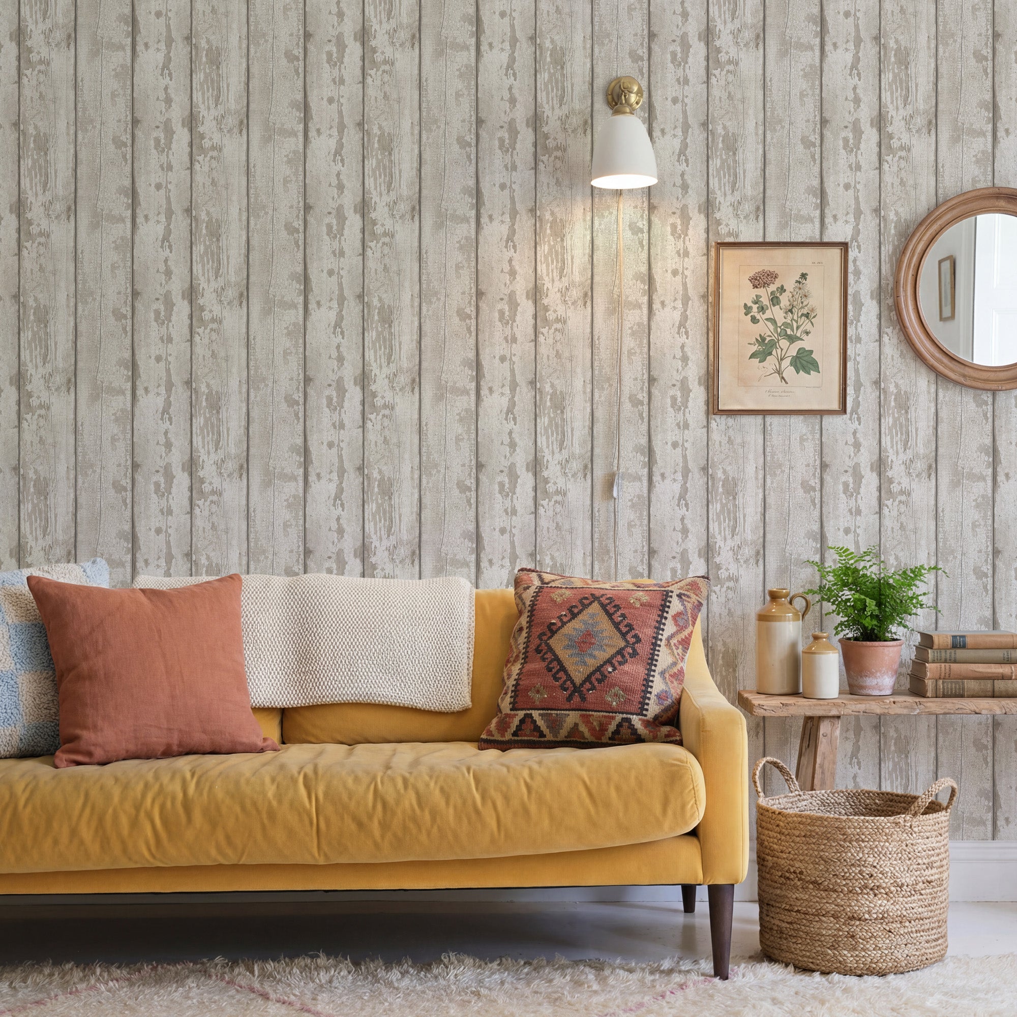 White Washed Wood Wallpaper