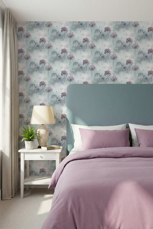 Spring Meadow Duck Egg Wallpaper