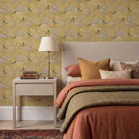 Japanese Garden Ochre Wallpaper