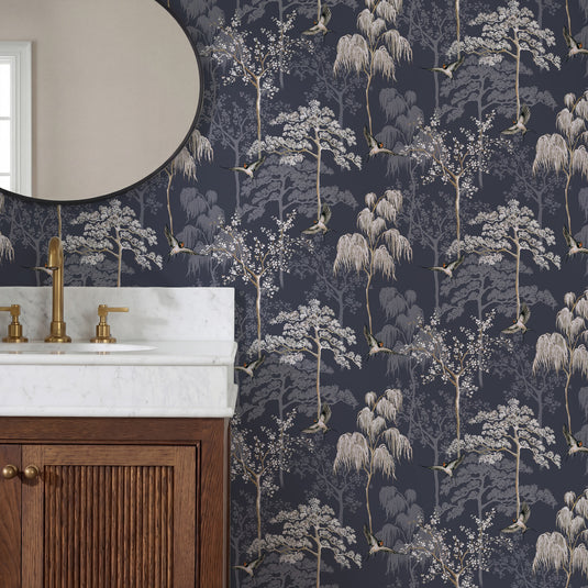 Japanese Garden Blue Wallpaper