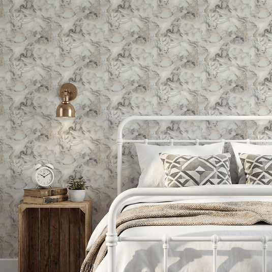 Bahia Marble Mono Gold Wallpaper