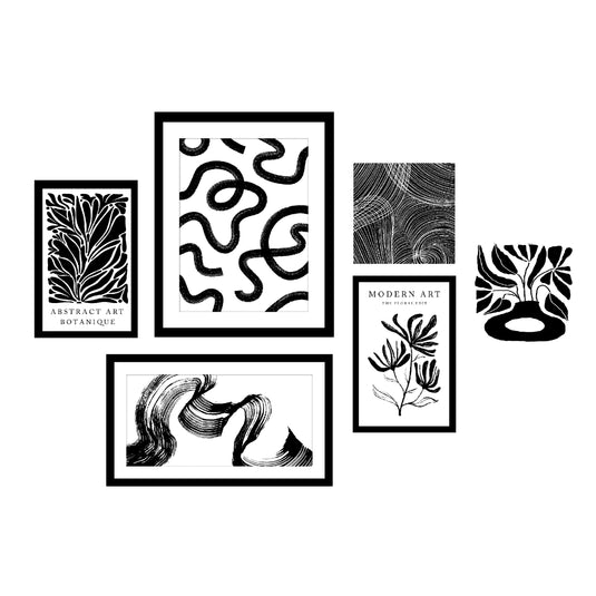 Arthouse Mono Abstract 6 in 1 Canvas Set