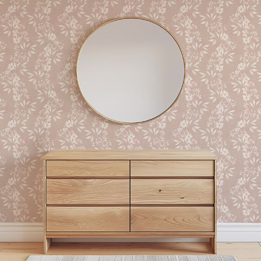 Delicate Floral Trial Blush Wallpaper