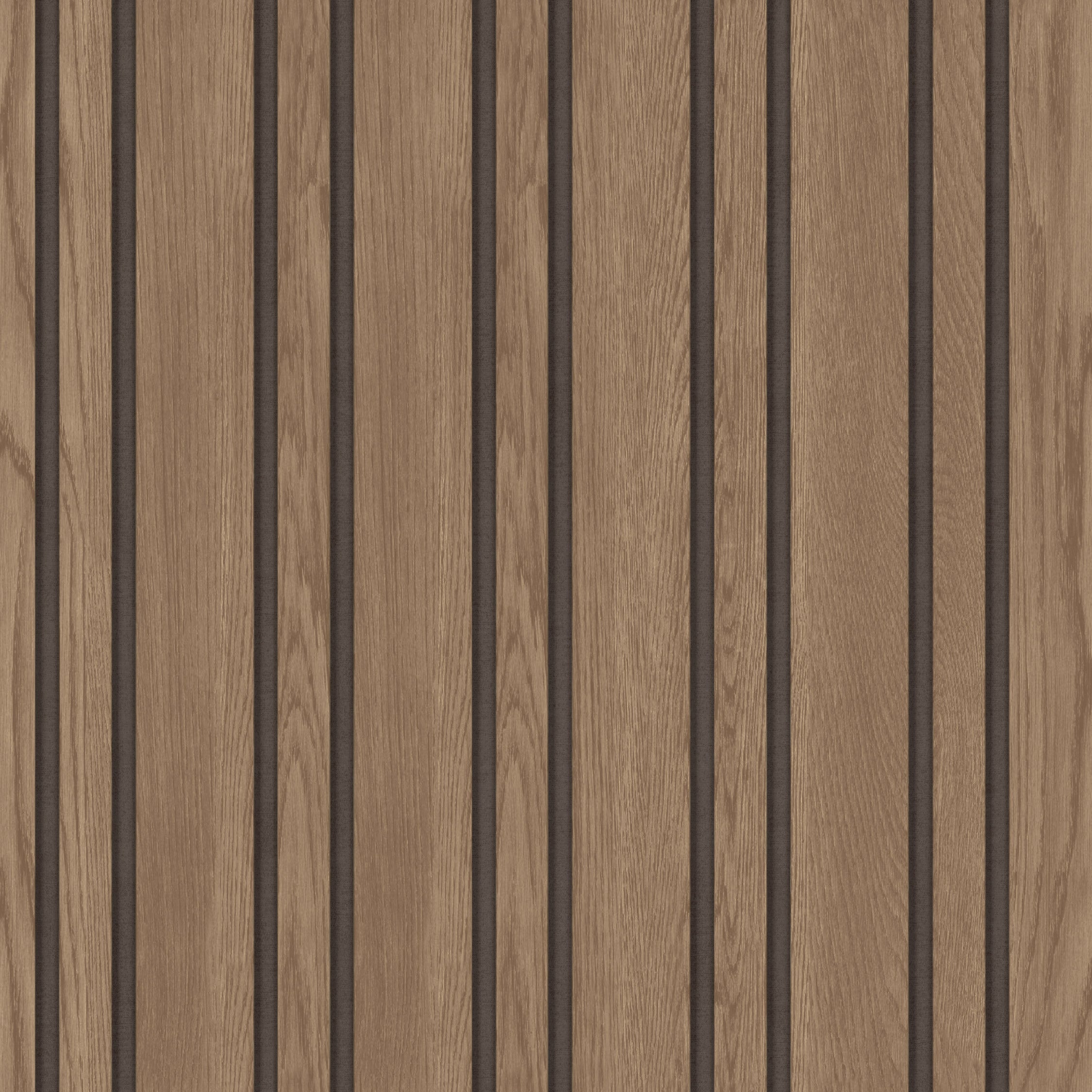 Pinstripe Wood Slats Brown Wallpaper