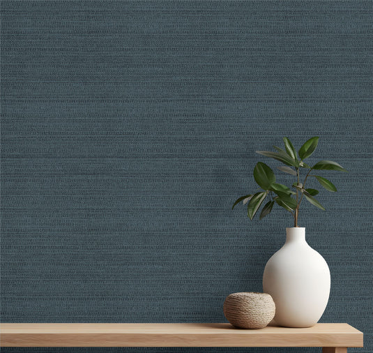 Raffia Texture Blue Wallpaper