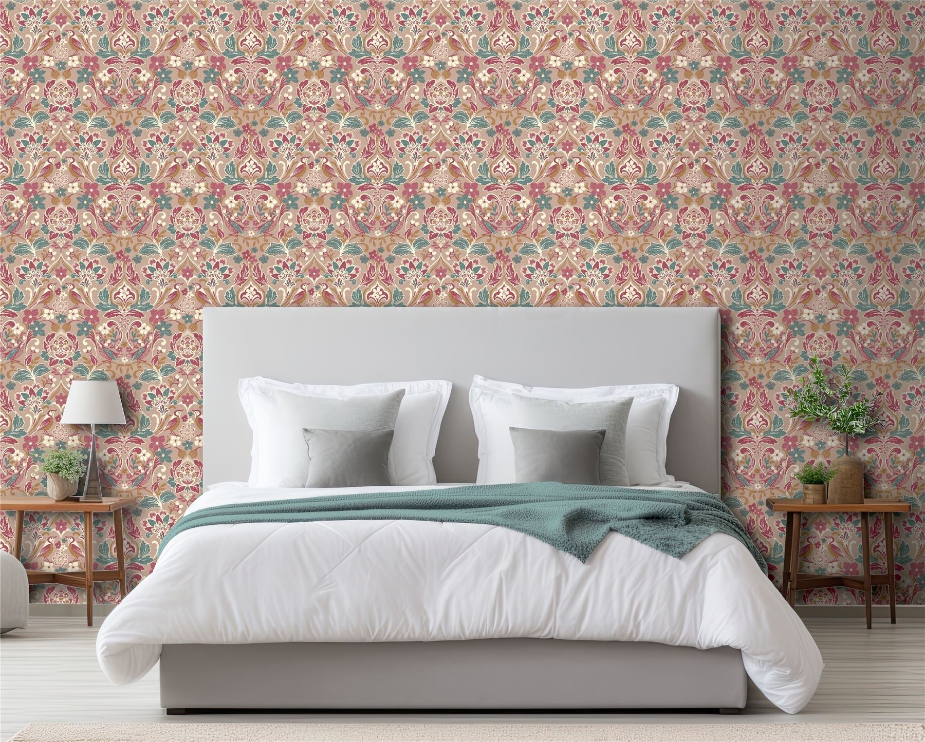 Folk Floral Wallpaper