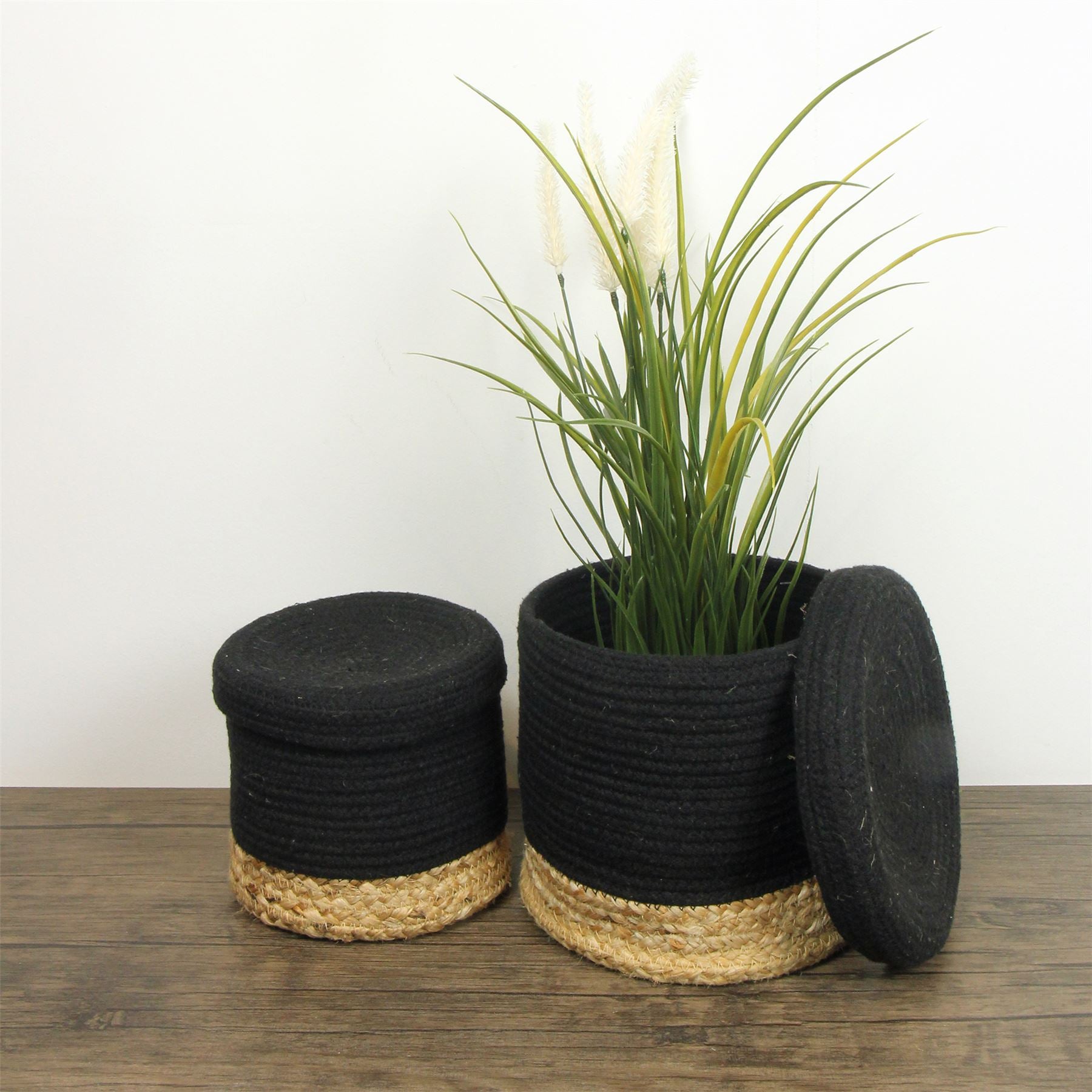 Balham  Lidded Nested 18x18x17cm Black Set of 2 Baskets