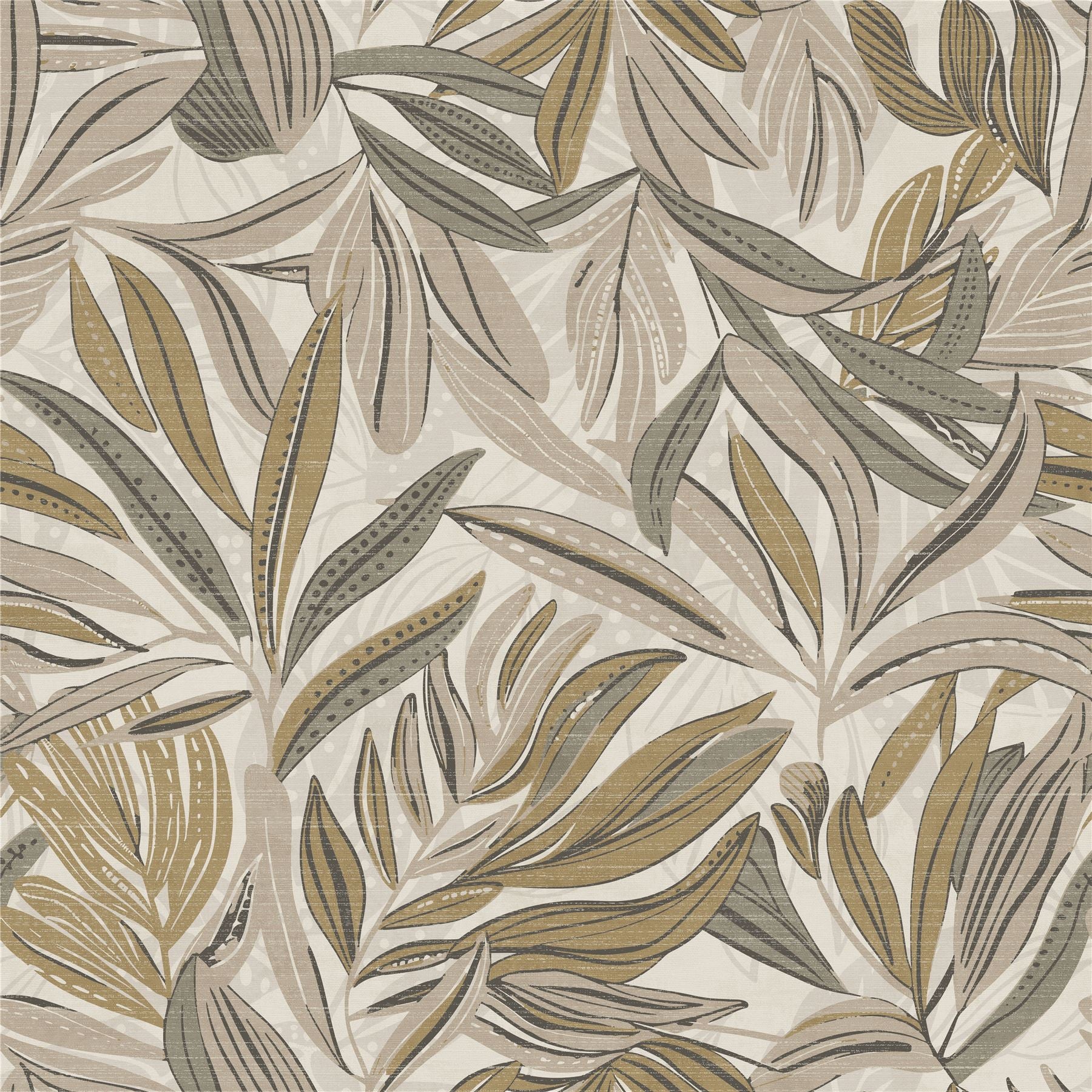 Graphic Tropical Leaf Neutral Wallpaper