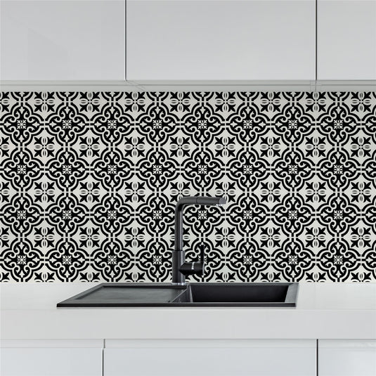 Wall Tile Motif 30.5x30.5cm Black (5 Tiles Per Pack) - sw30