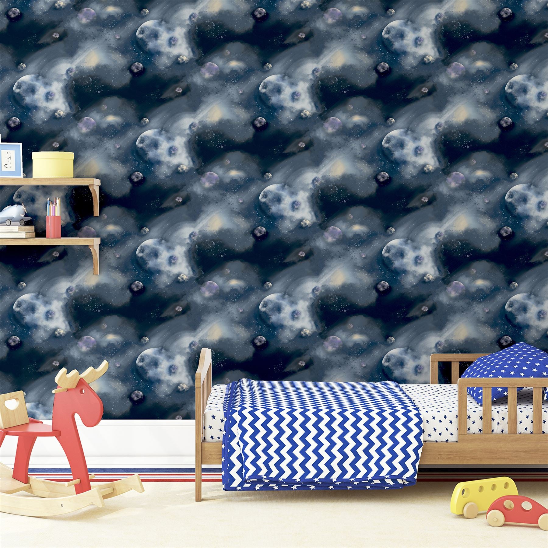 Out Of This World Navy Wallpaper