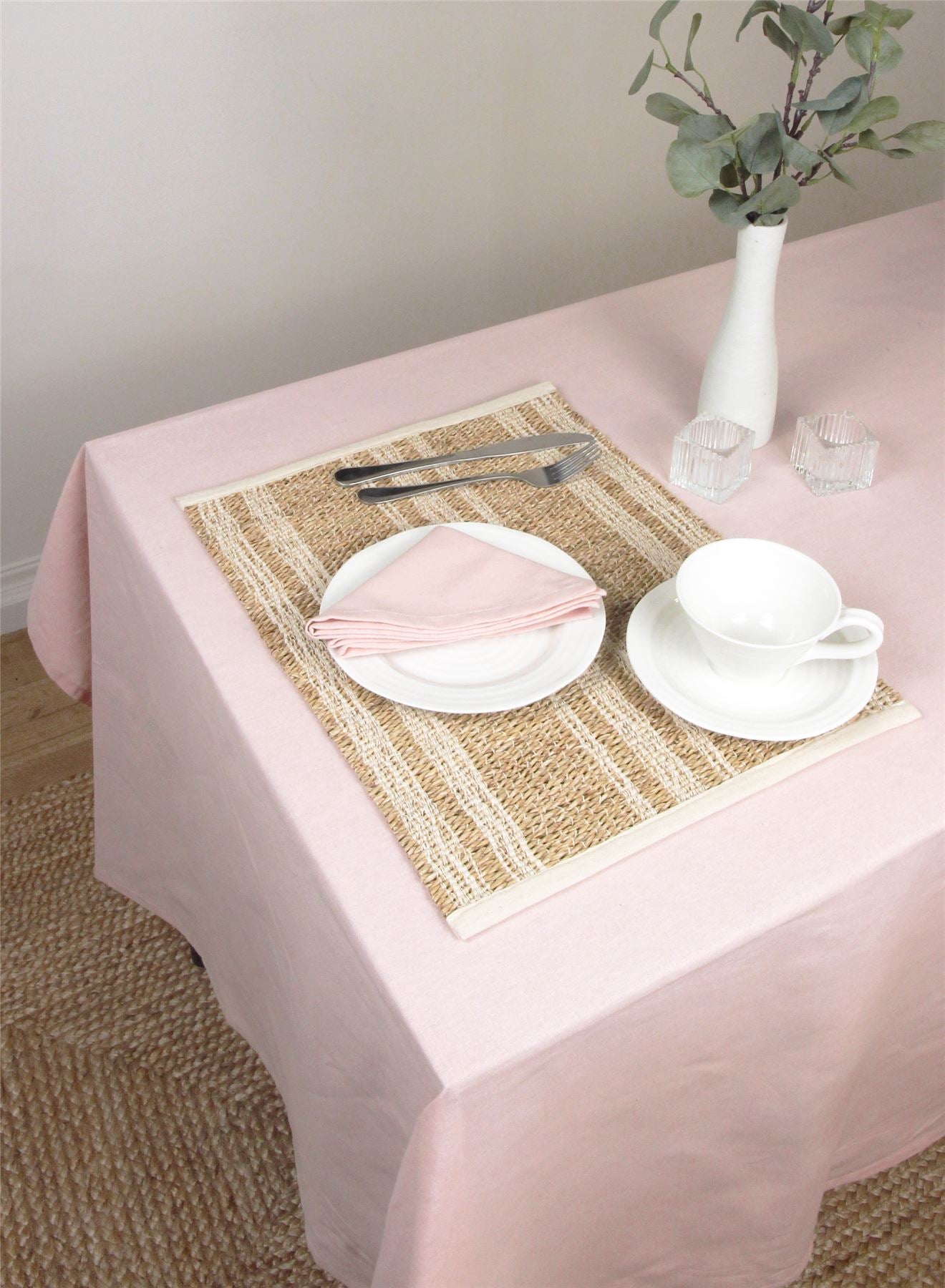 Avon 100% Cotton 240x140cm Blush Tablecloth