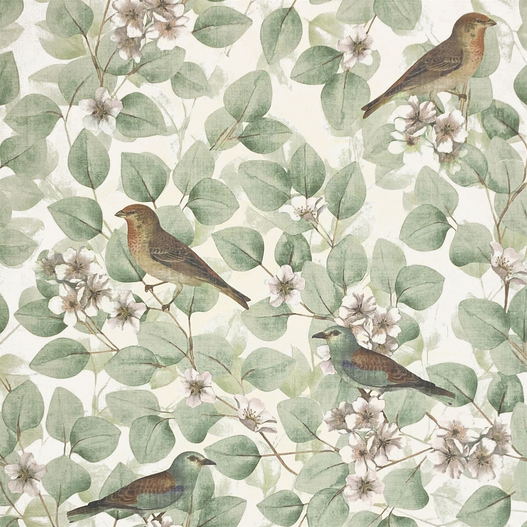 Birds & Blossoms Green