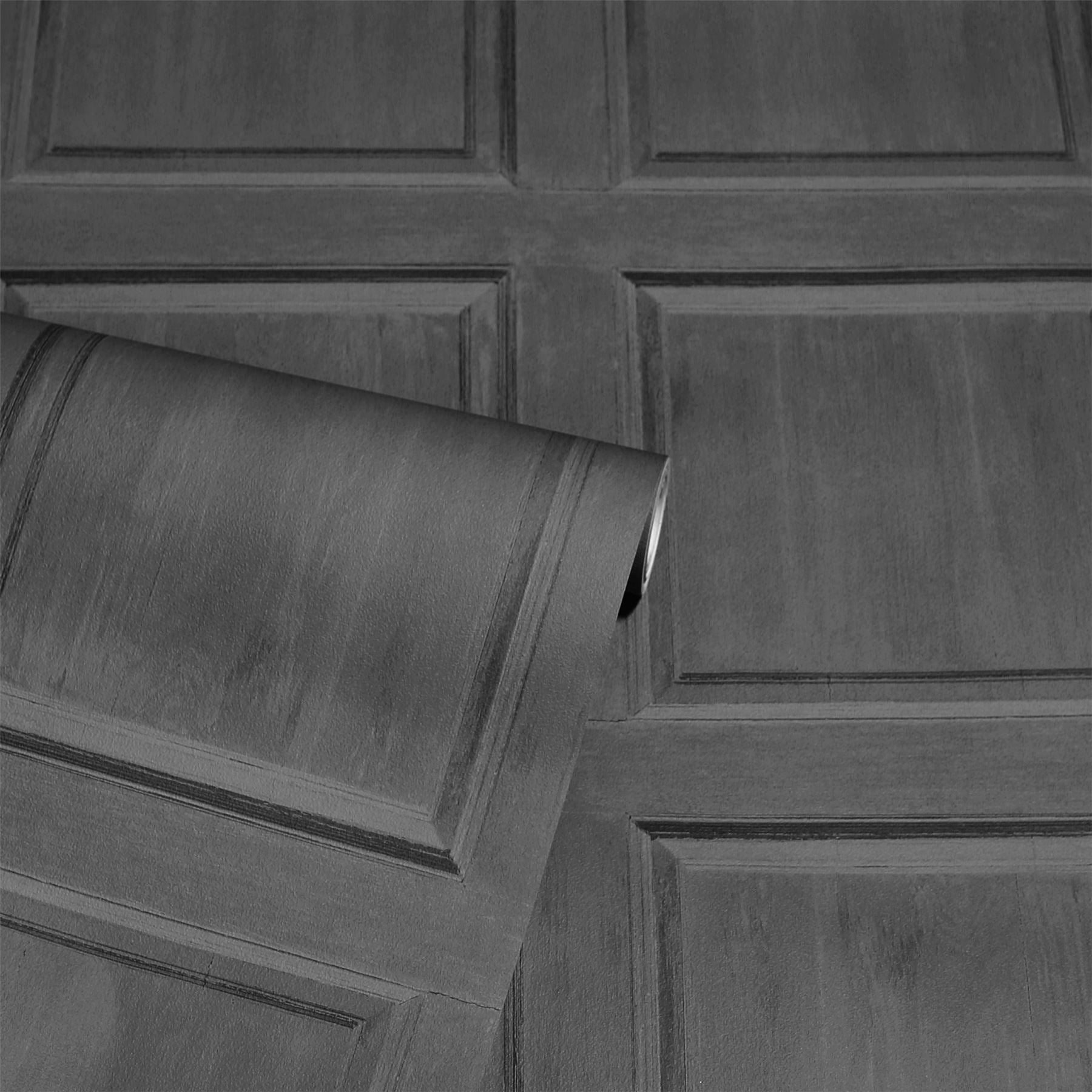 Washed Panel Charcoal Wallpaper