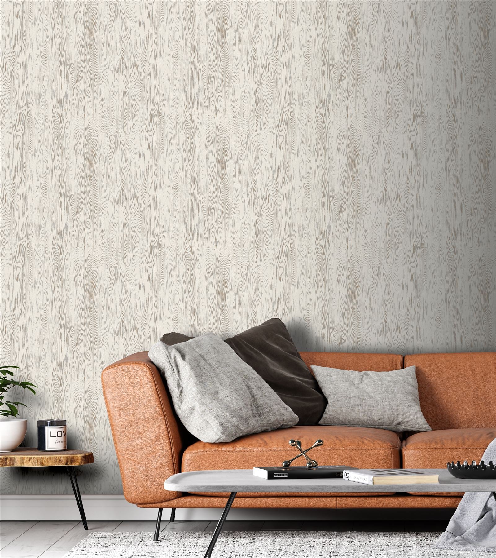 Wood Grain White Wallpaper