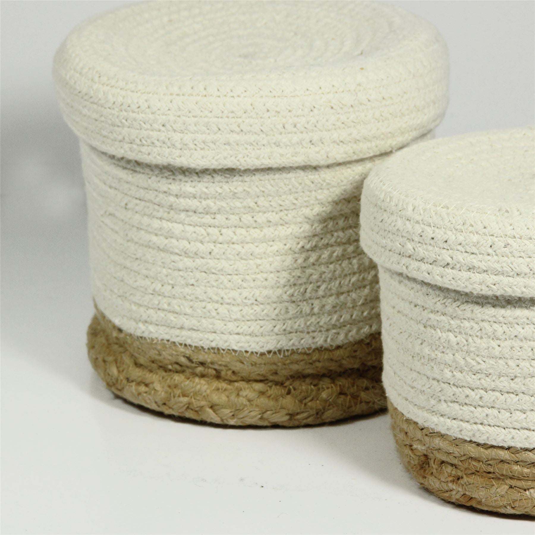 Balham Lidded Nested 18x18x17cm Cream Set of 2 Baskets