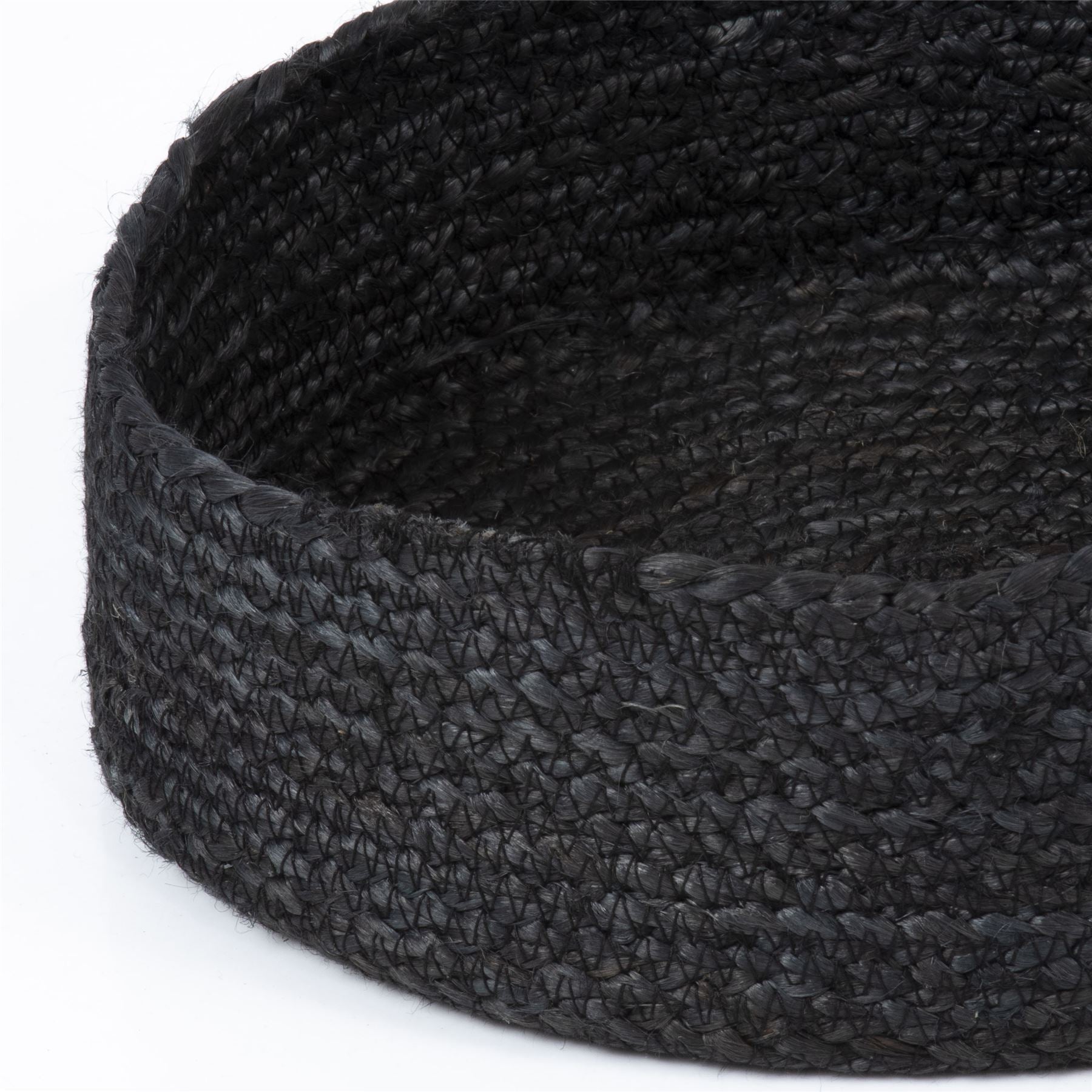 Bankside 100% Jute Flat Round Black Set of 3 Baskets