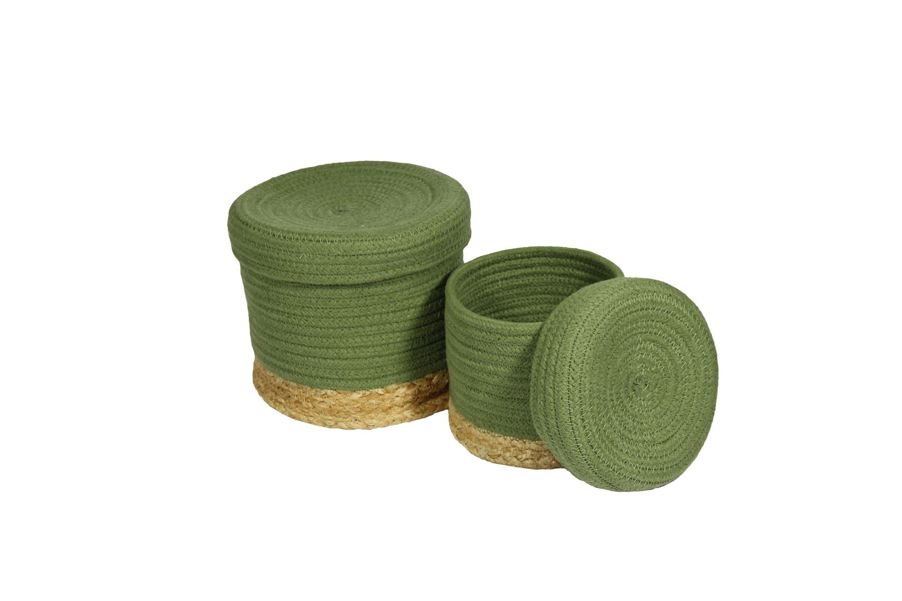 Balham Lidded Nested 18x18x17cm Olive Set of 2 Baskets