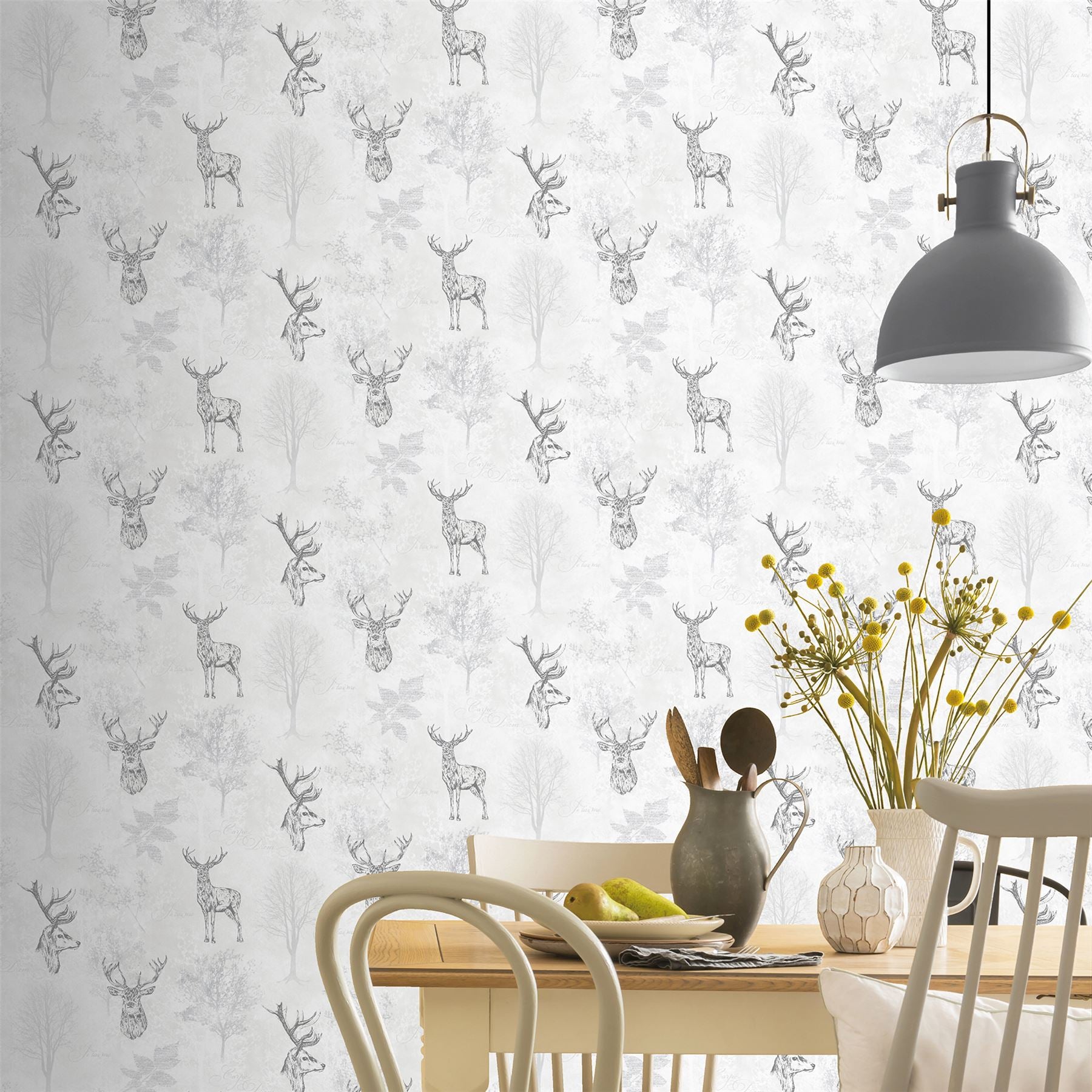 Etched Stag Mono Wallpaper sw12