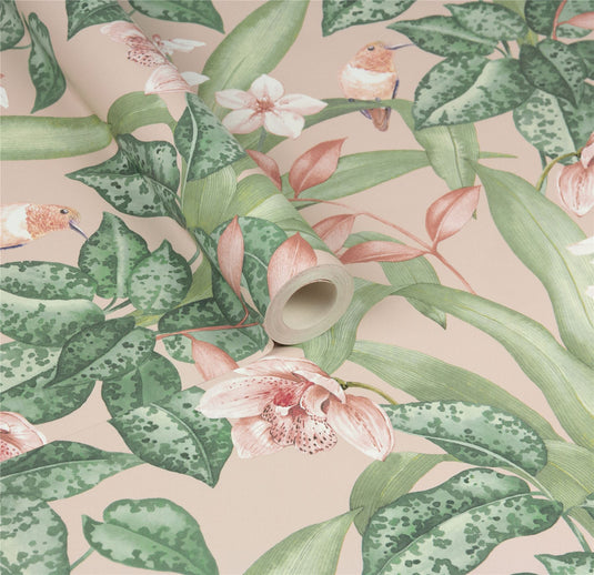 Pretty Botanical Soft Pink Wallpaper