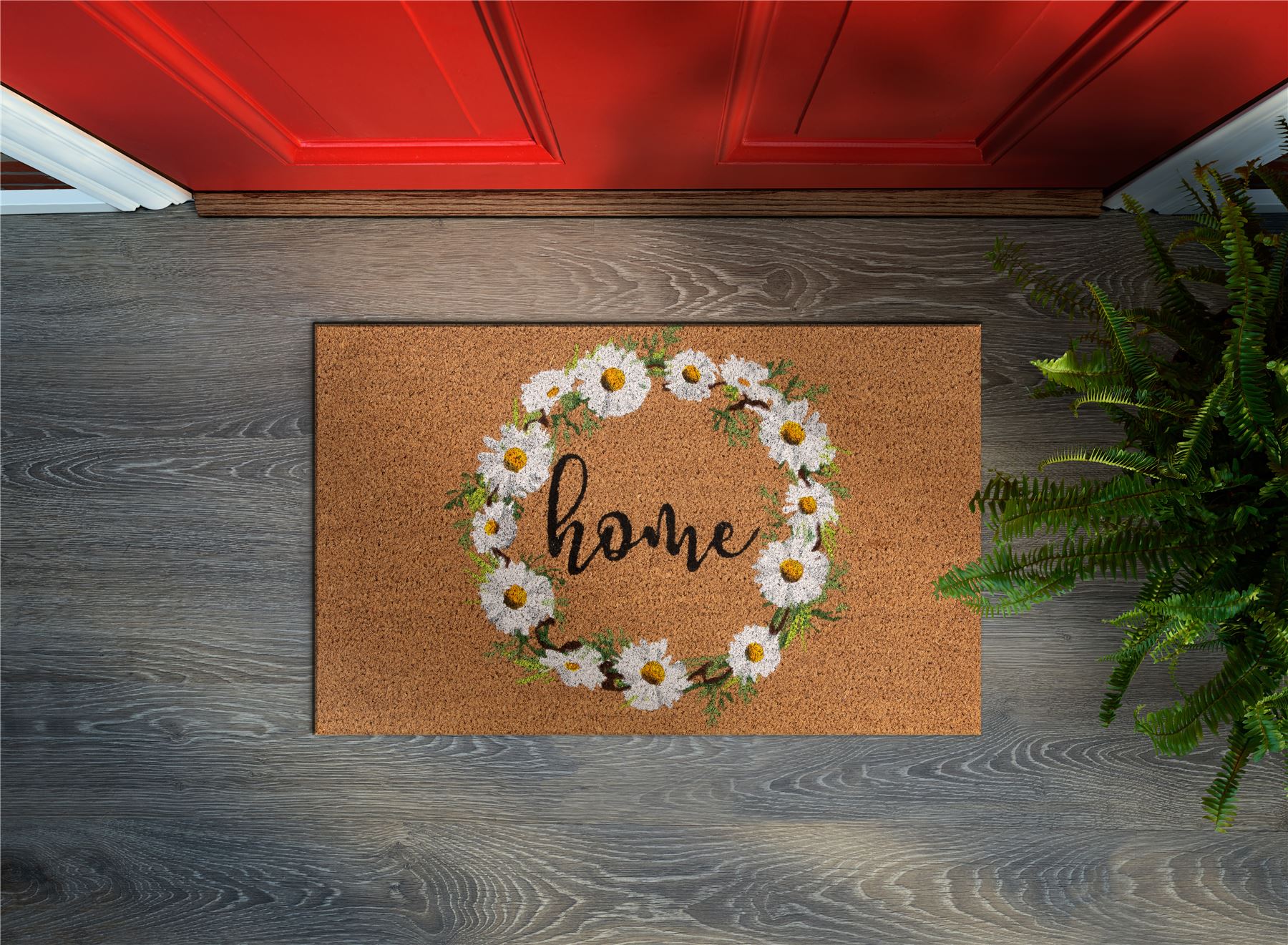 Astley Daisy/ Home Latex Backed Coir 45x75cm Doormat